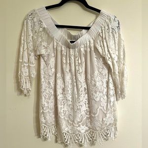 Fifteen Twenty On/Off the Shoulder Cream/White Blouse